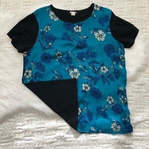 J. Crew Factory Two-Tone Floral T-Shirt Top L